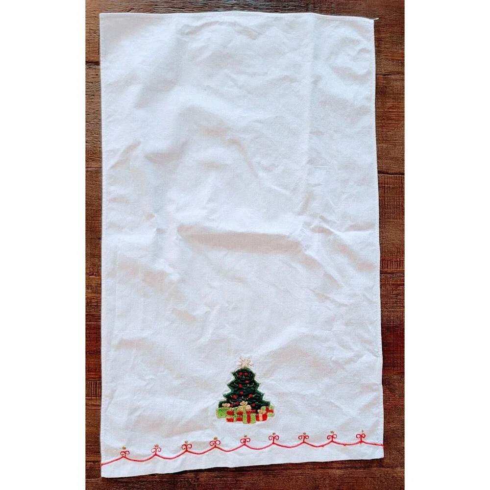 Vintage Lillian Vernon Christmas Tea Towels Sleigh Tree